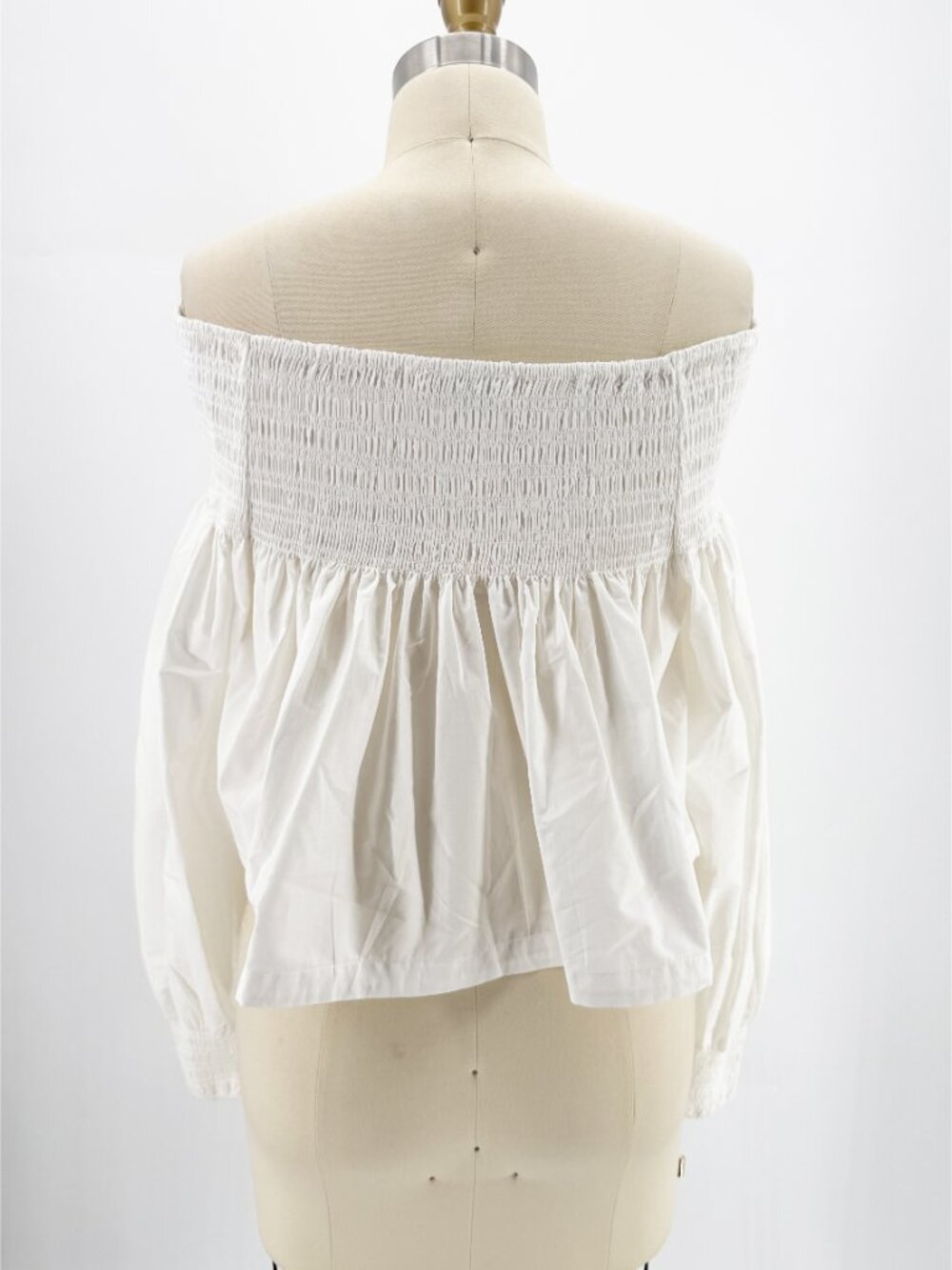 Mes Demoiselles Pyrite White Blouse Poplin Off-the-Shoulder S Coquette - Picture 5 of 11